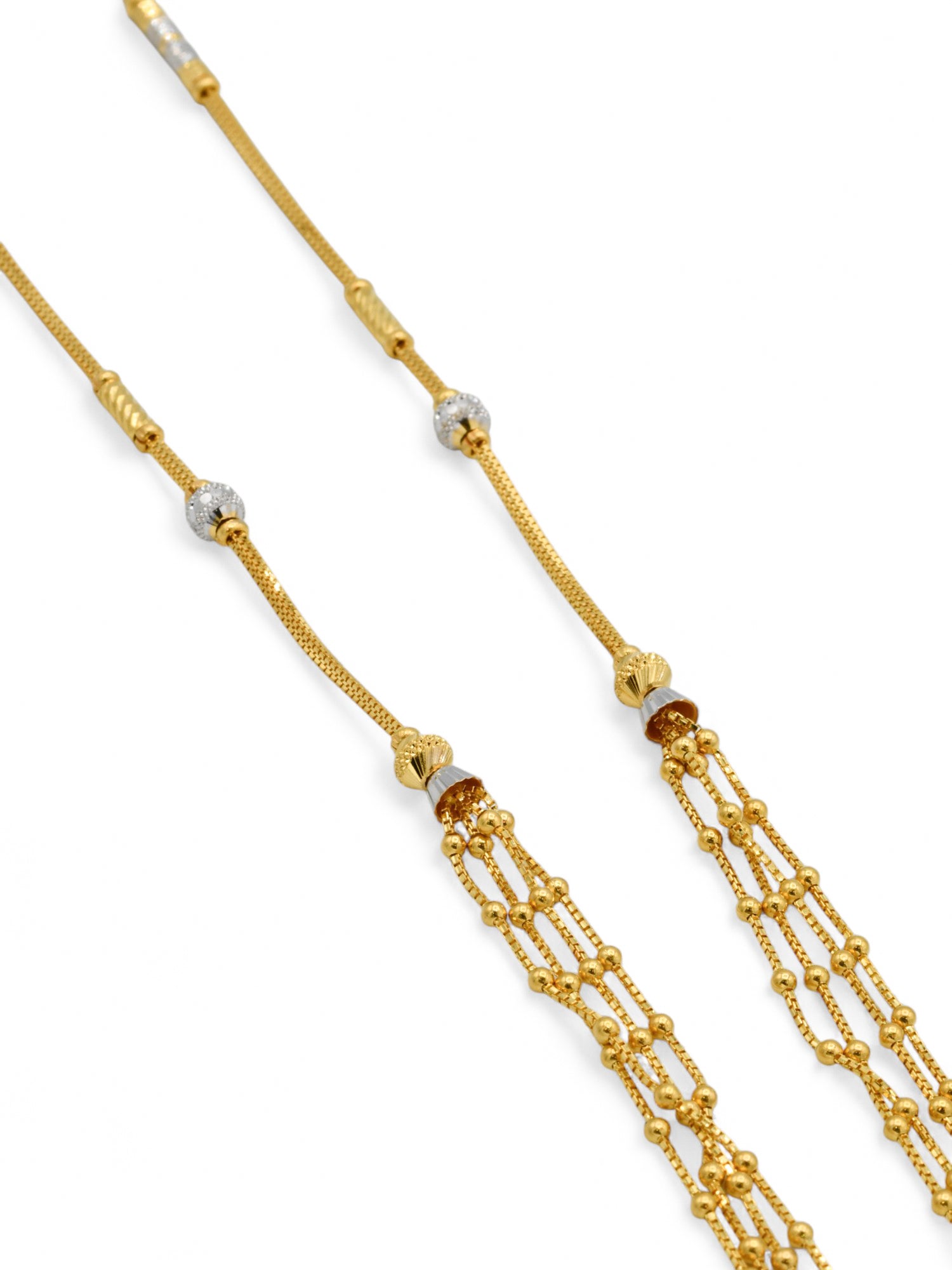 22ct Gold Ball 4 Row Fancy Chain