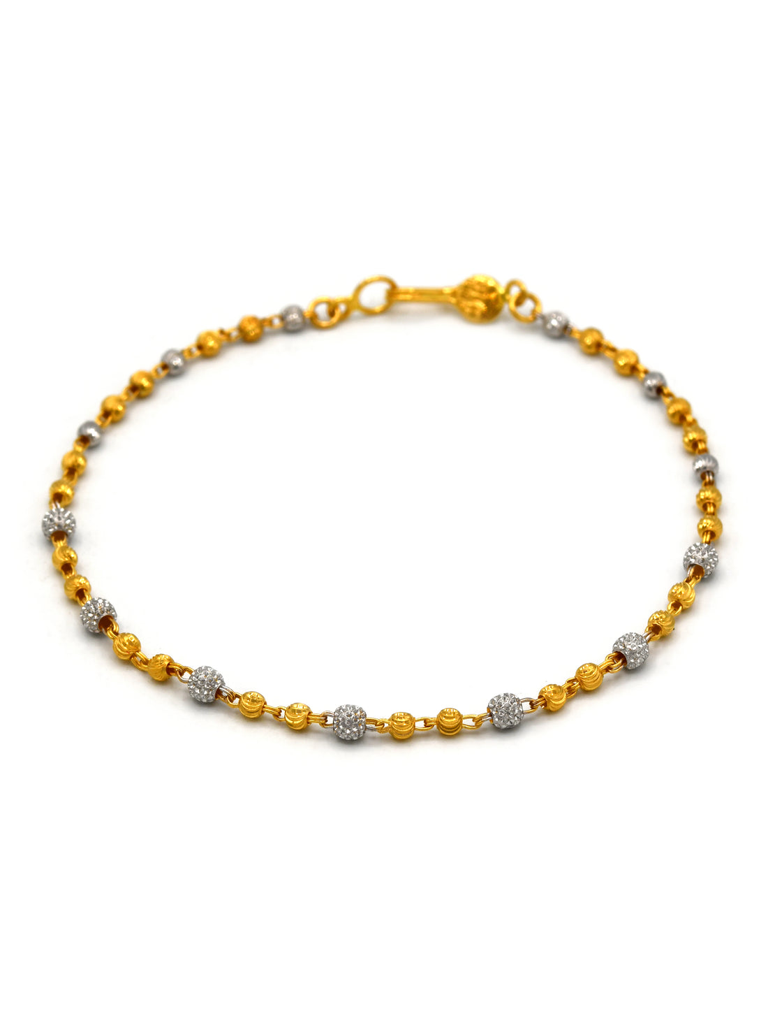22ct Gold Two Tone Ball Ladies Bracelet - Roop Darshan