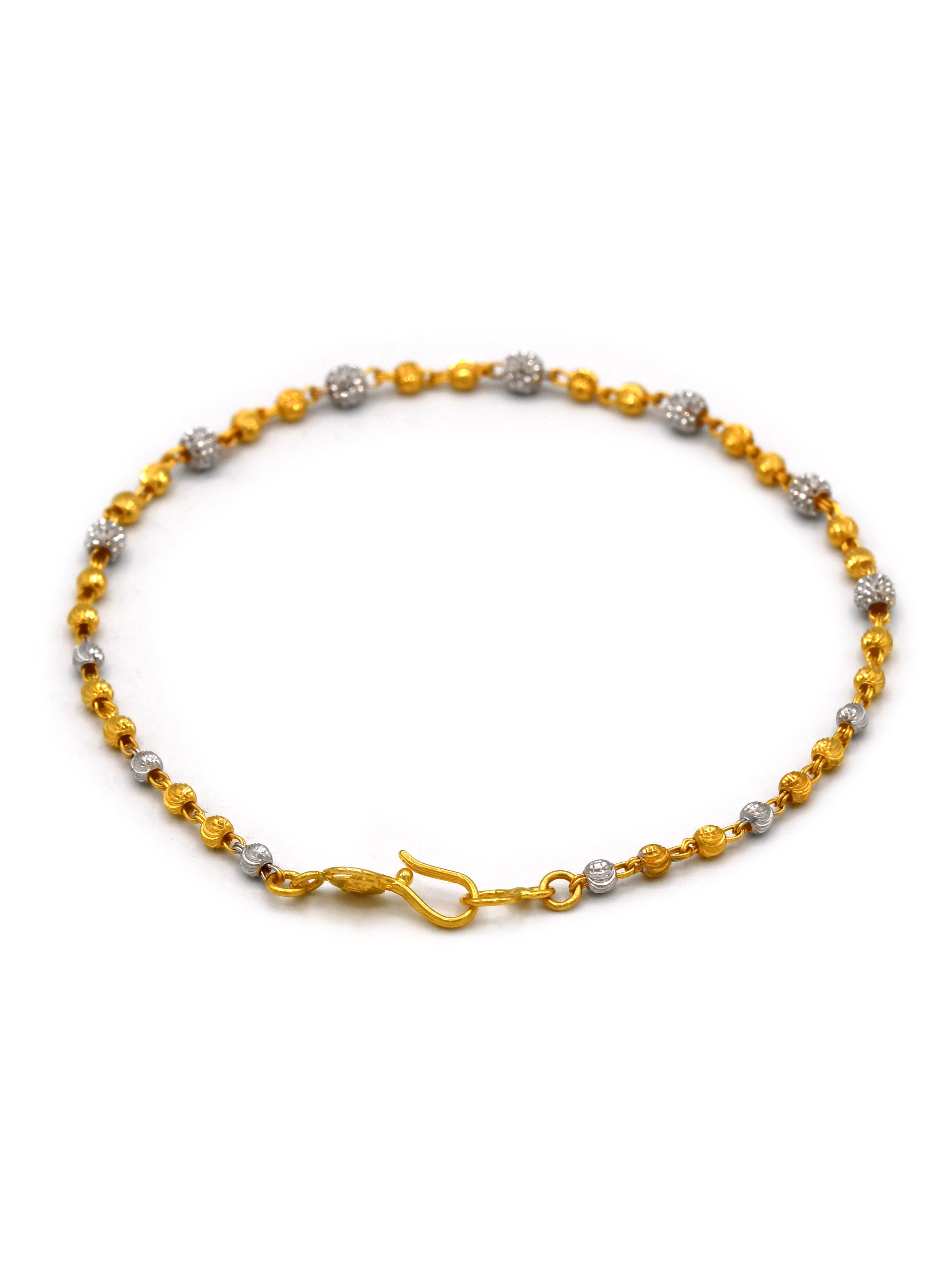 22ct Gold Two Tone Ball Ladies Bracelet - Roop Darshan