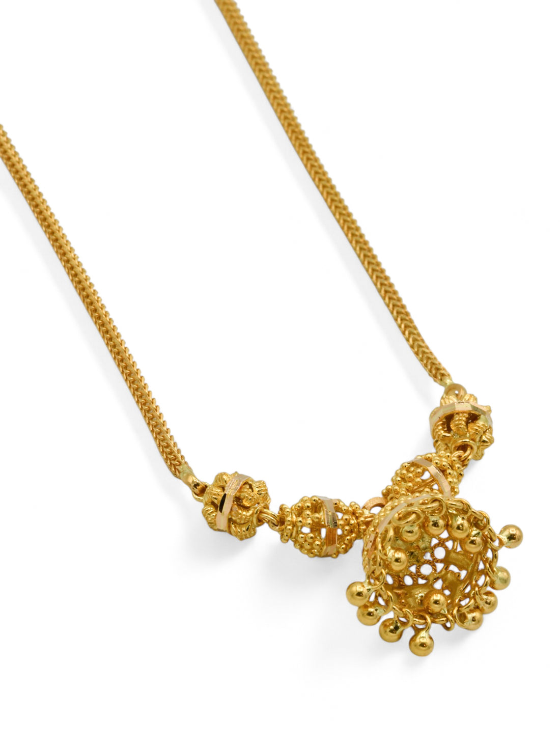 22ct Gold Ball Jhumki Fancy Chain