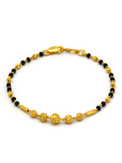 22ct Gold Ball Black Beads Ladies Bracelet