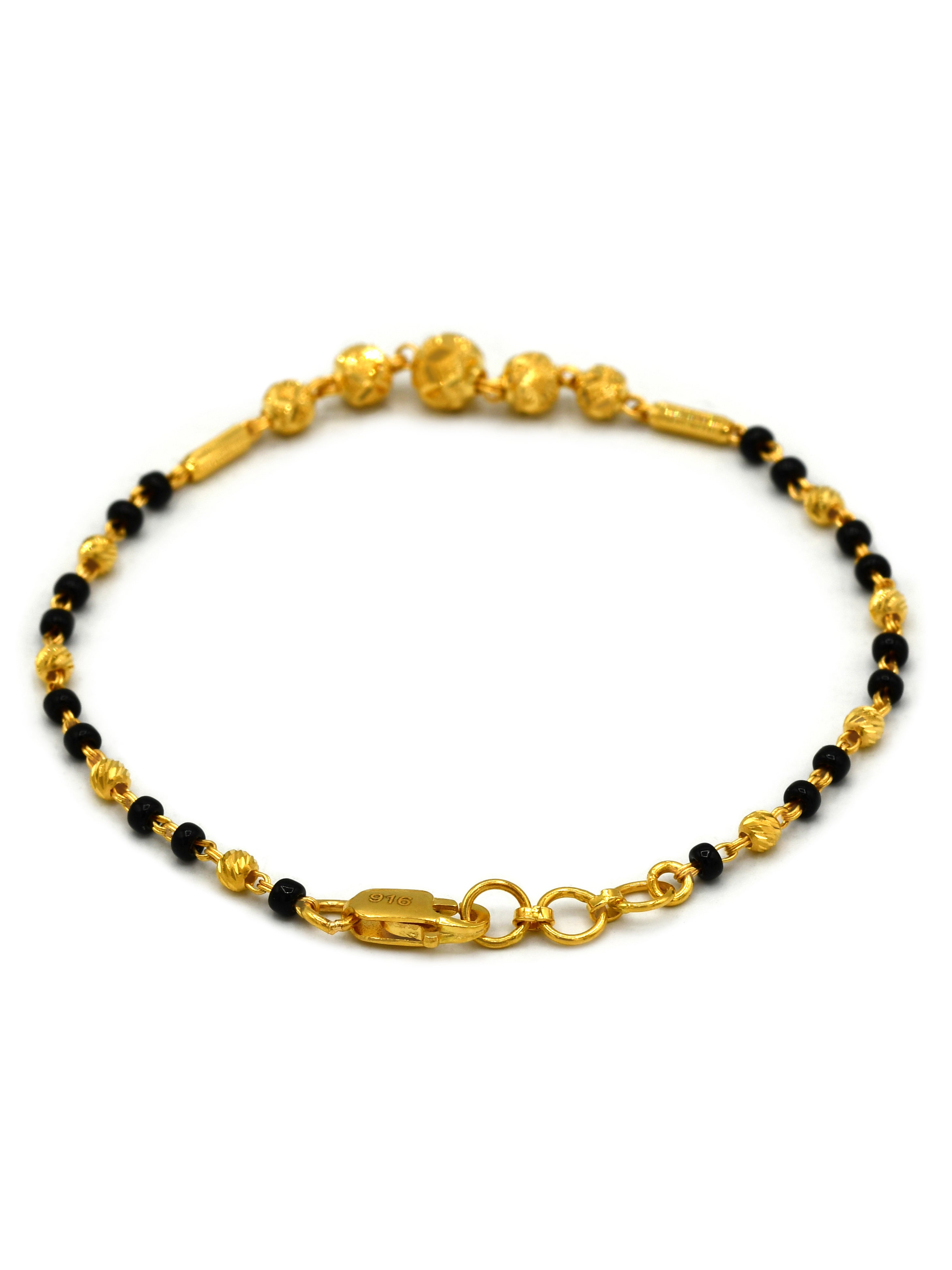 22ct Gold Ball Black Beads Ladies Bracelet