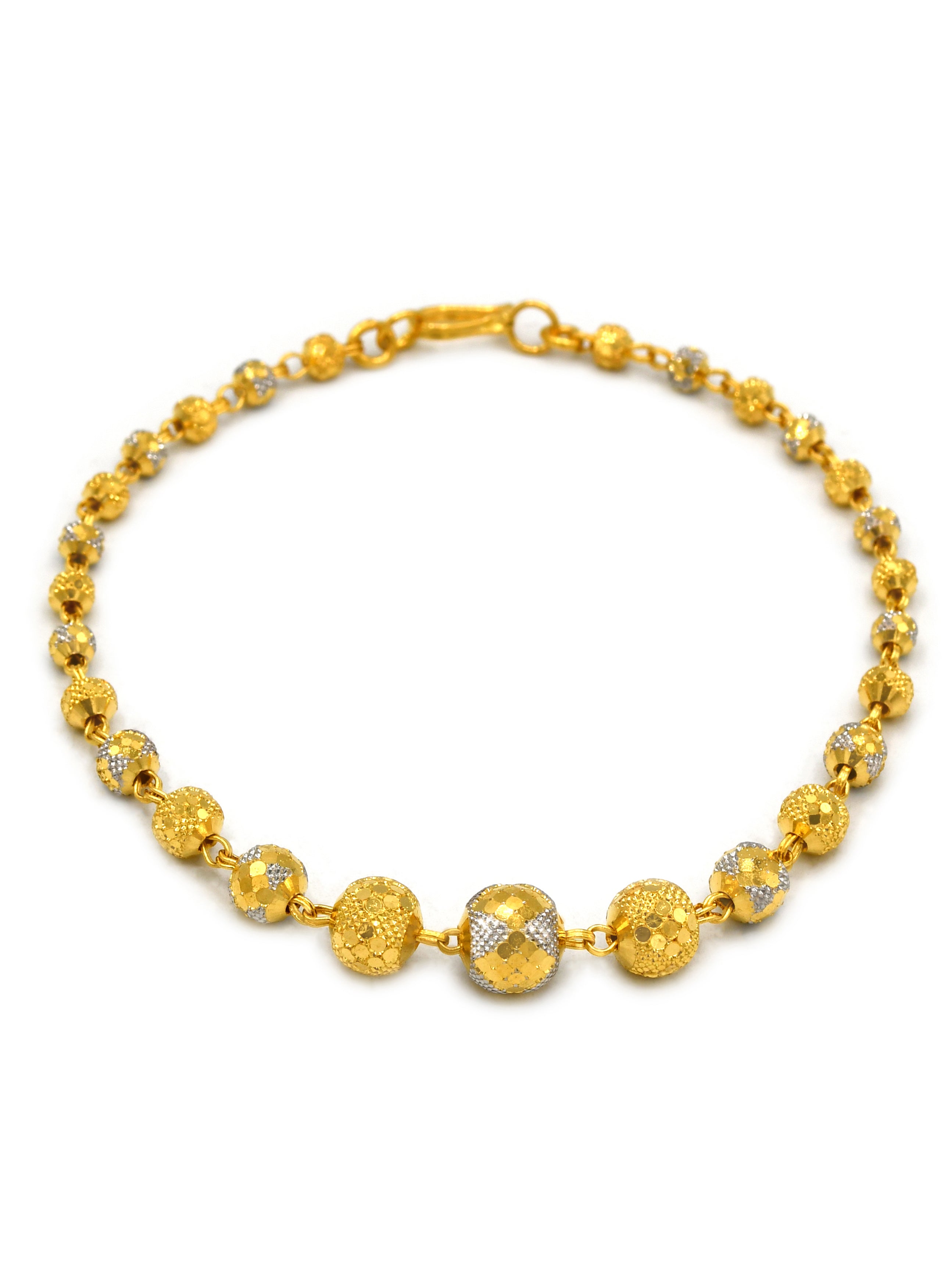 22ct Gold Two Tone Ball Ladies Bracelet - Roop Darshan