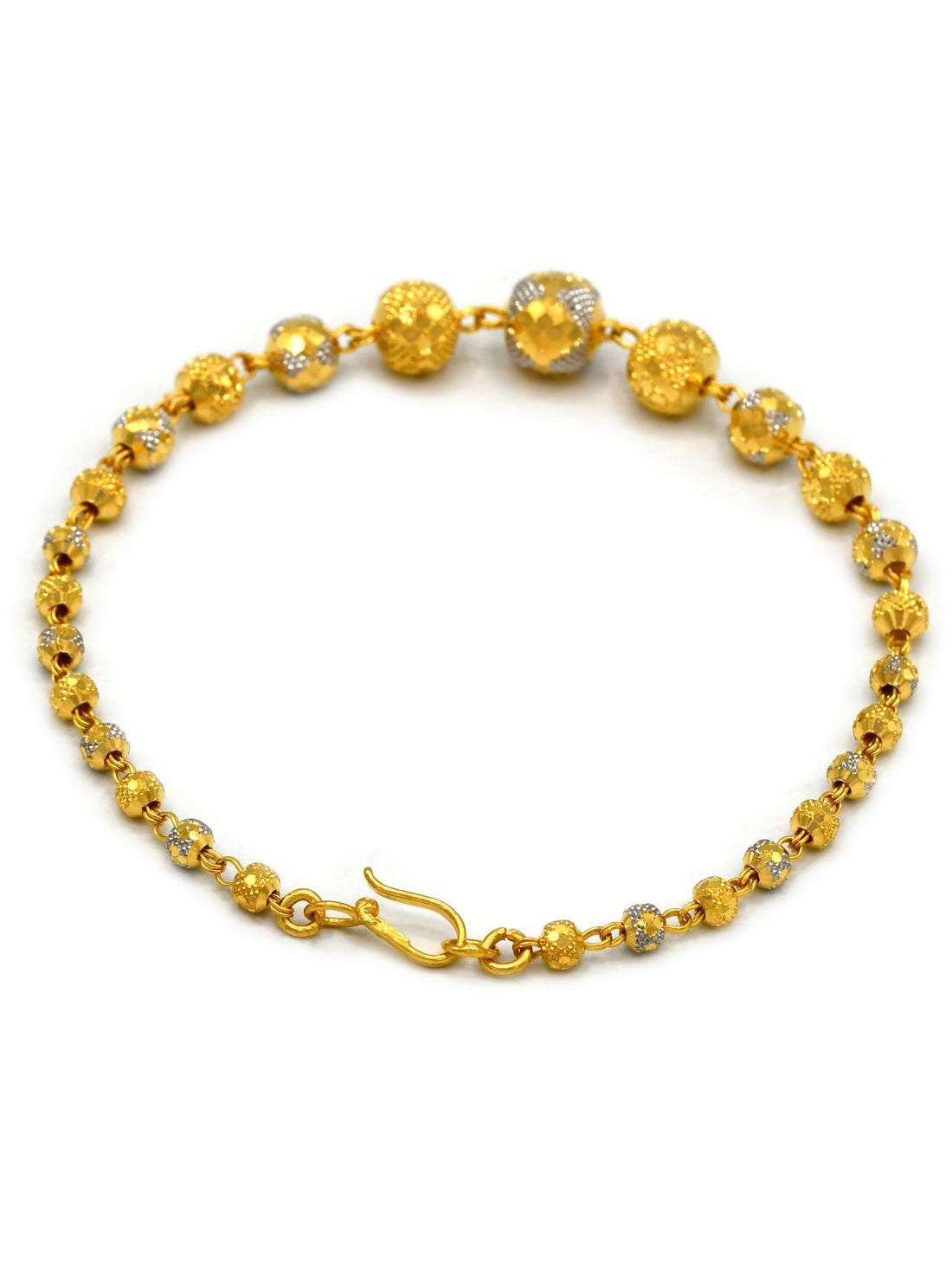 22ct Gold Two Tone Ball Ladies Bracelet - Roop Darshan