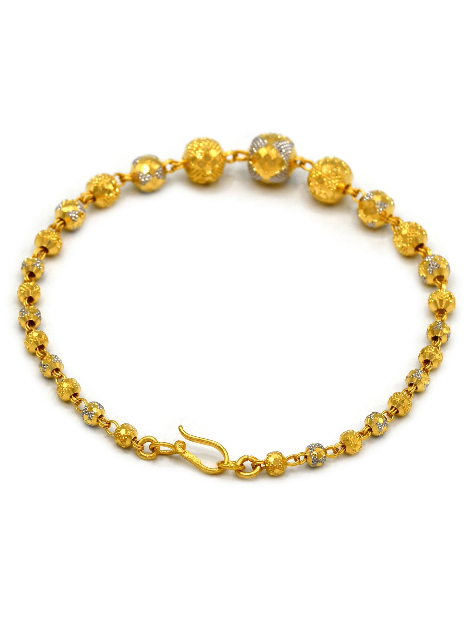 22ct Gold Two Tone Ball Ladies Bracelet - Roop Darshan