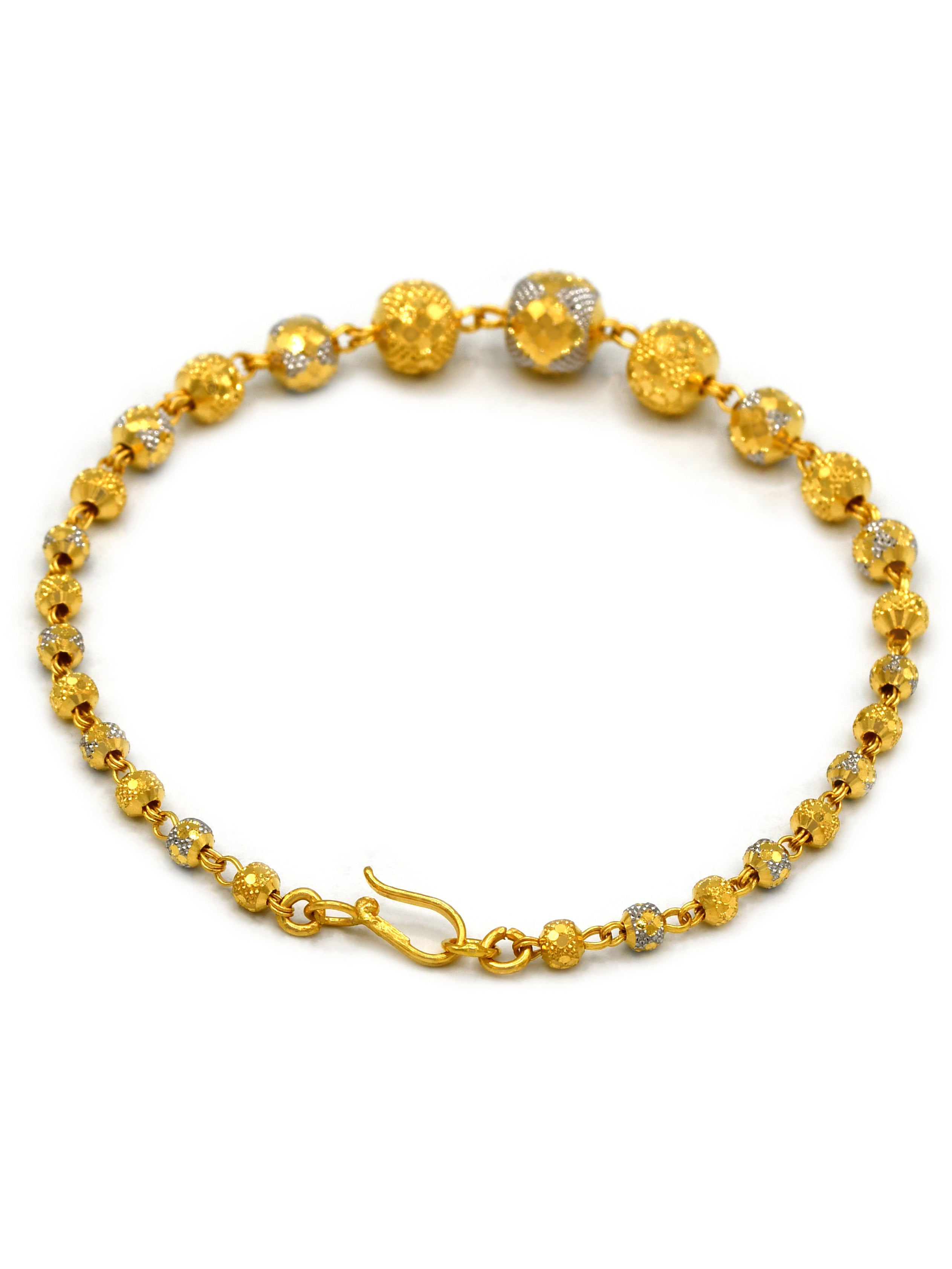 22ct Gold Two Tone Ball Ladies Bracelet - Roop Darshan