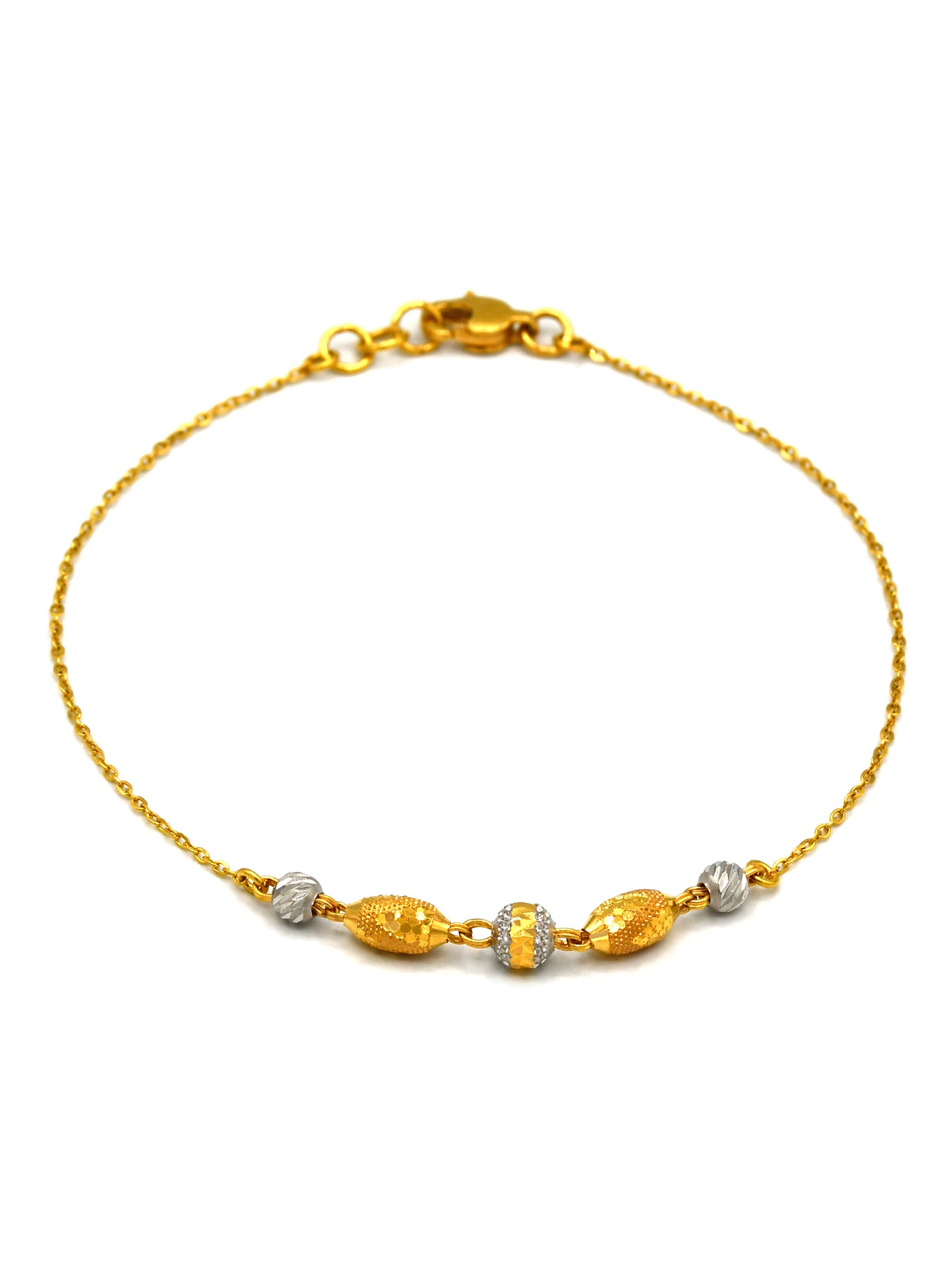 22ct Gold Two Tone Ball Ladies Bracelet - Roop Darshan