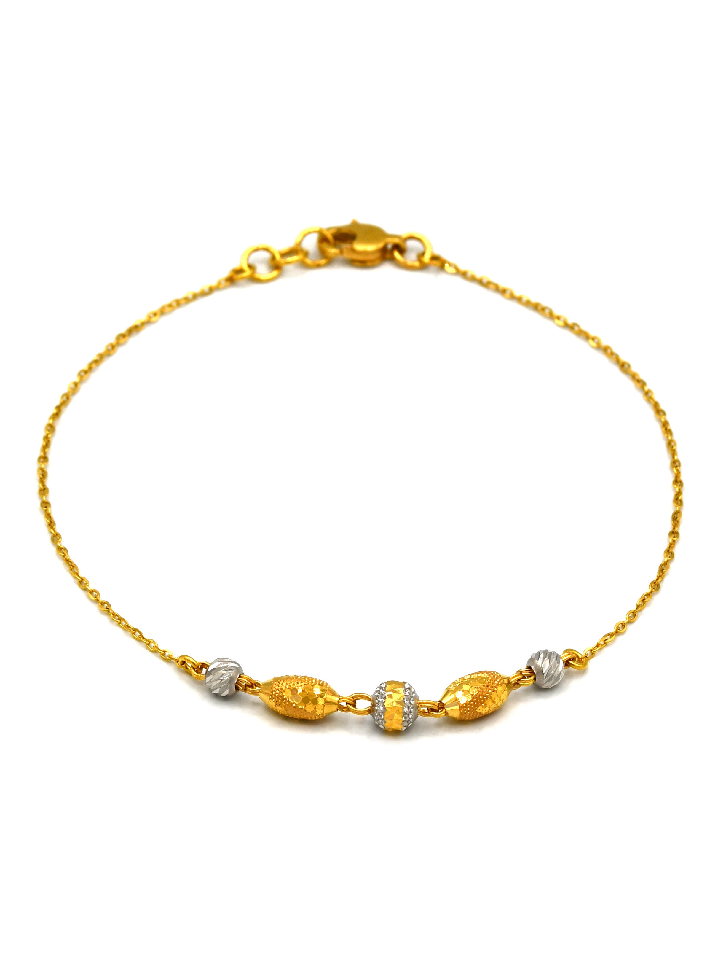 22ct Gold Two Tone Ball Ladies Bracelet - Roop Darshan