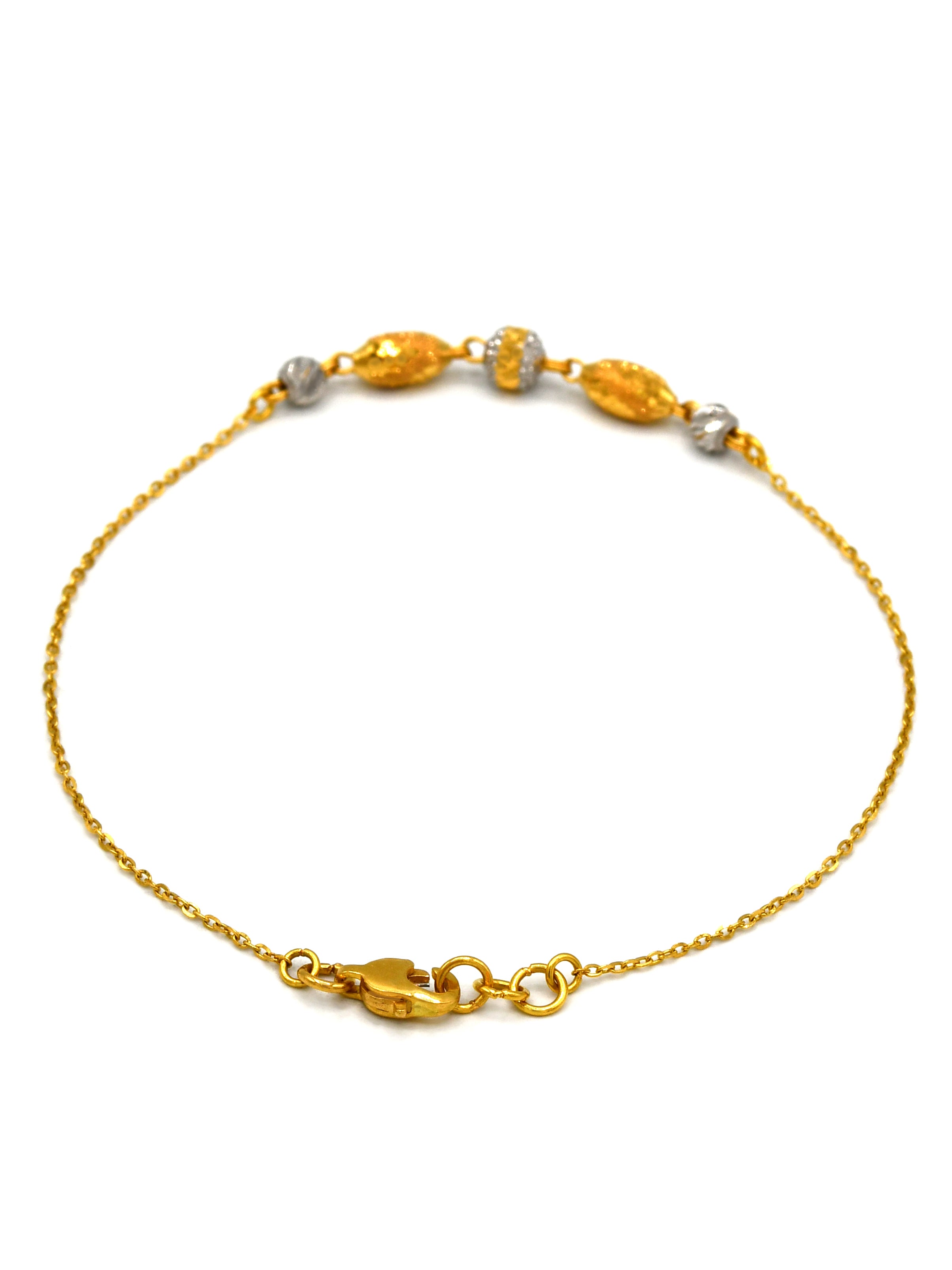 22ct Gold Two Tone Ball Ladies Bracelet - Roop Darshan