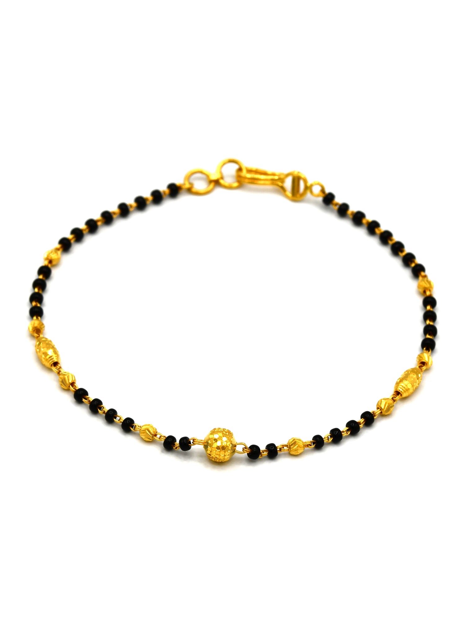 22ct Gold Ball Black Beads Ladies Bracelet