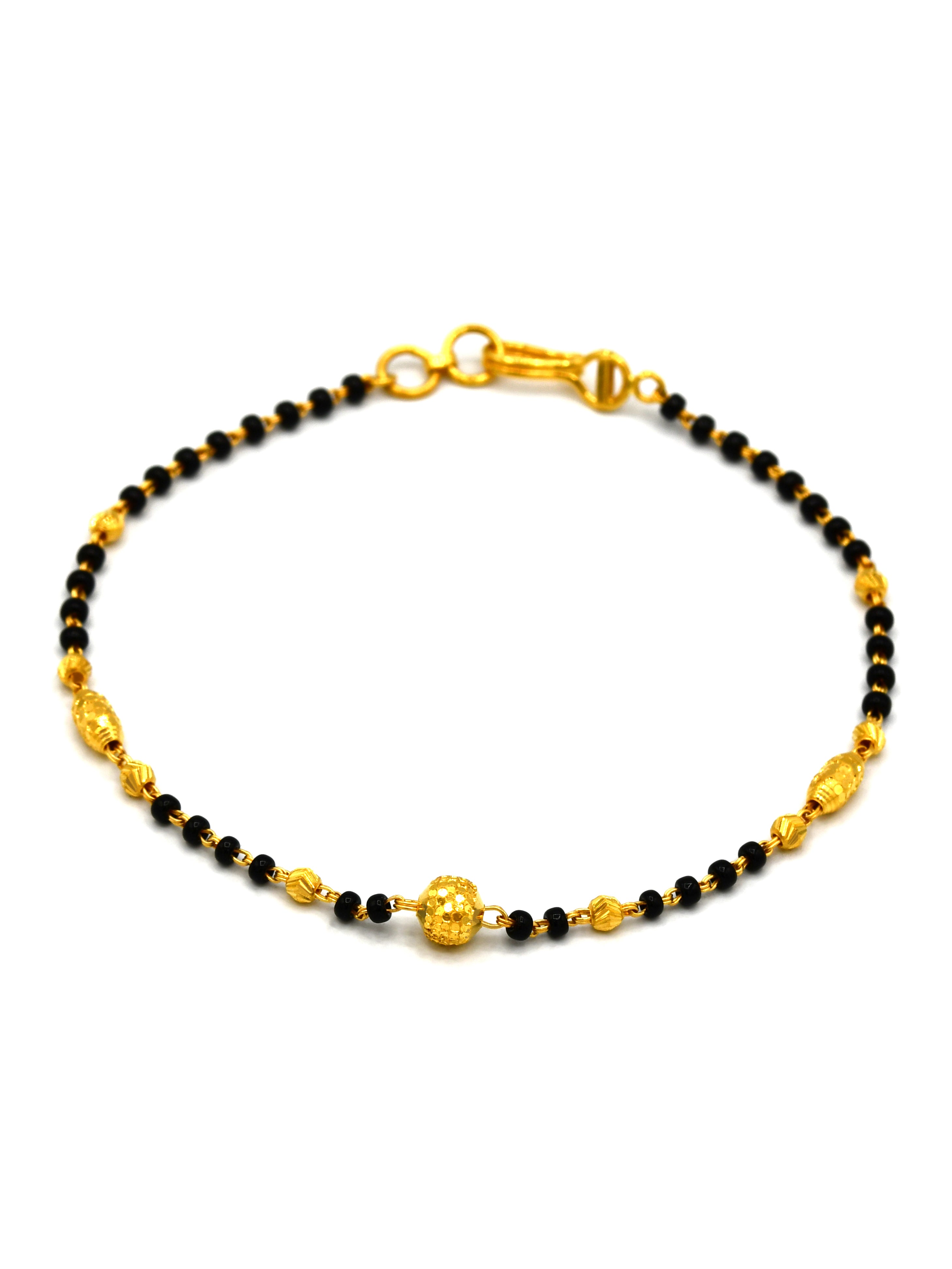 22ct Gold Ball Black Beads Ladies Bracelet