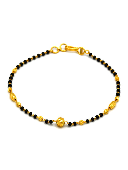 22ct Gold Ball Black Beads Ladies Bracelet
