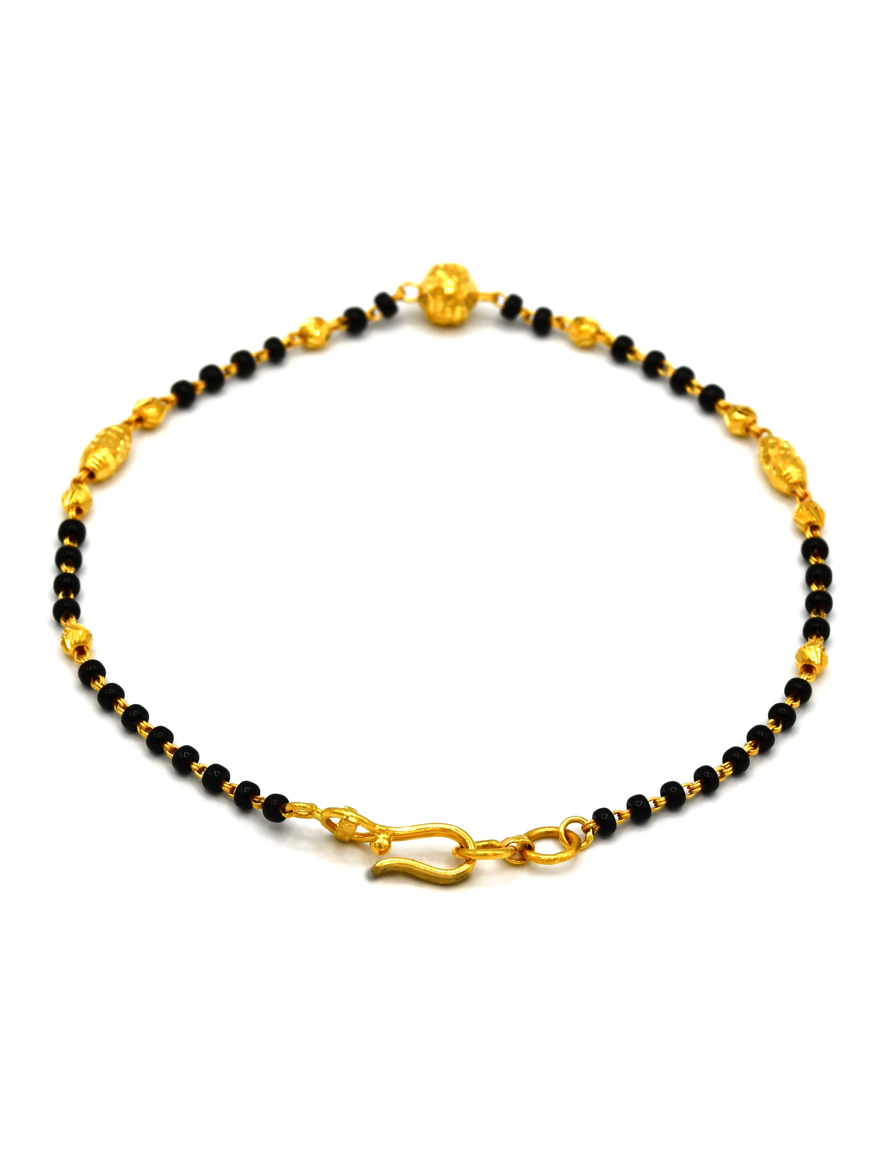 22ct Gold Ball Black Beads Ladies Bracelet