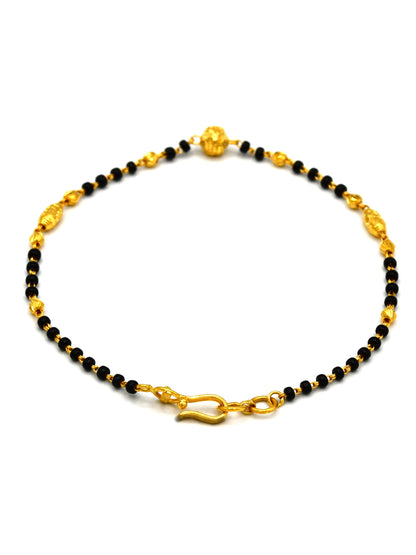 22ct Gold Ball Black Beads Ladies Bracelet