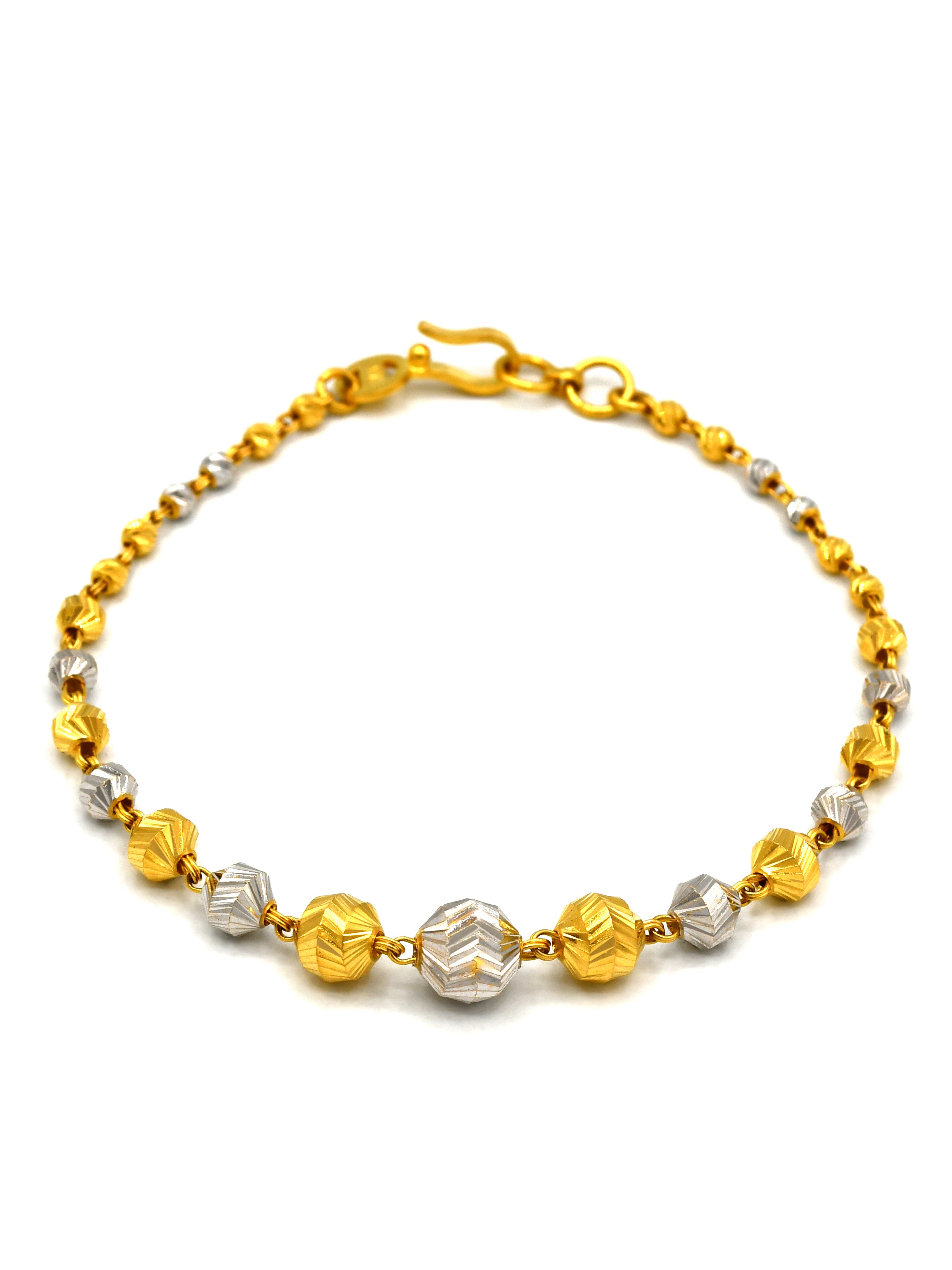 22Ct Gold Two Tone Ball Ladies Bracelet - Roop Darshan