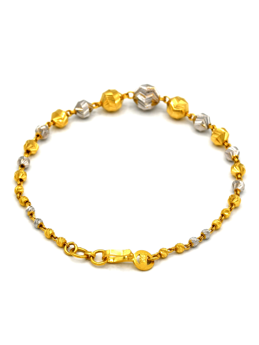 22Ct Gold Two Tone Ball Ladies Bracelet - Roop Darshan