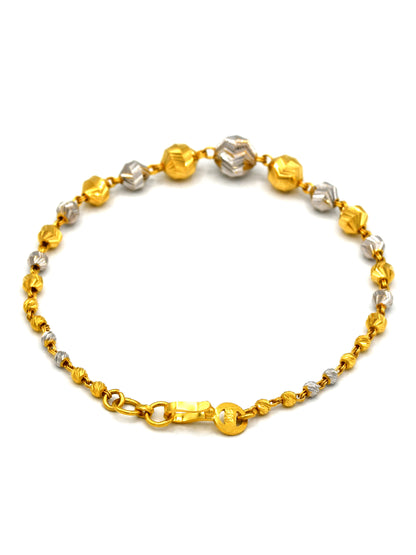 22Ct Gold Two Tone Ball Ladies Bracelet - Roop Darshan