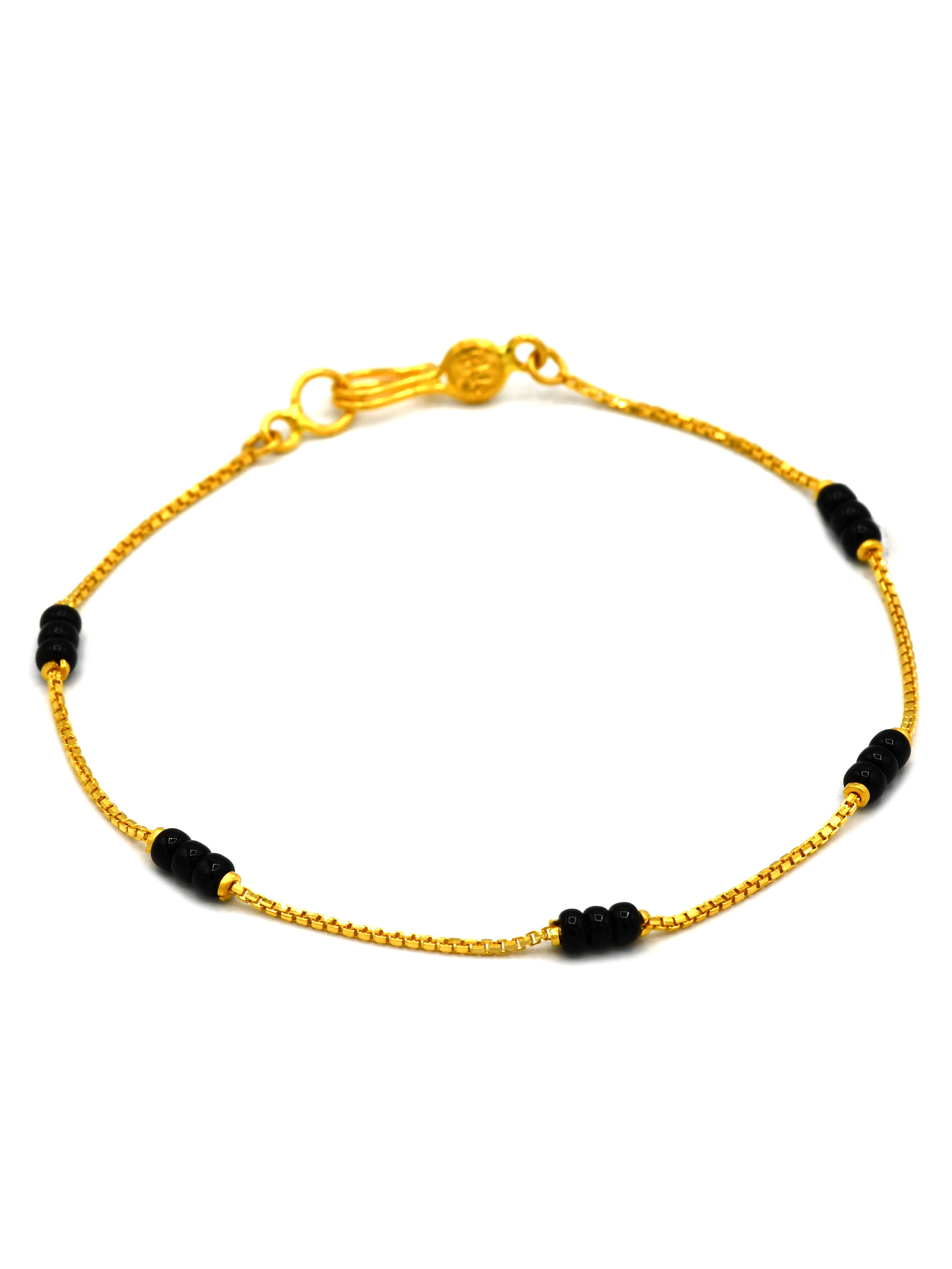 22Ct Gold Black Beads Ladies Bracelet - Roop Darshan