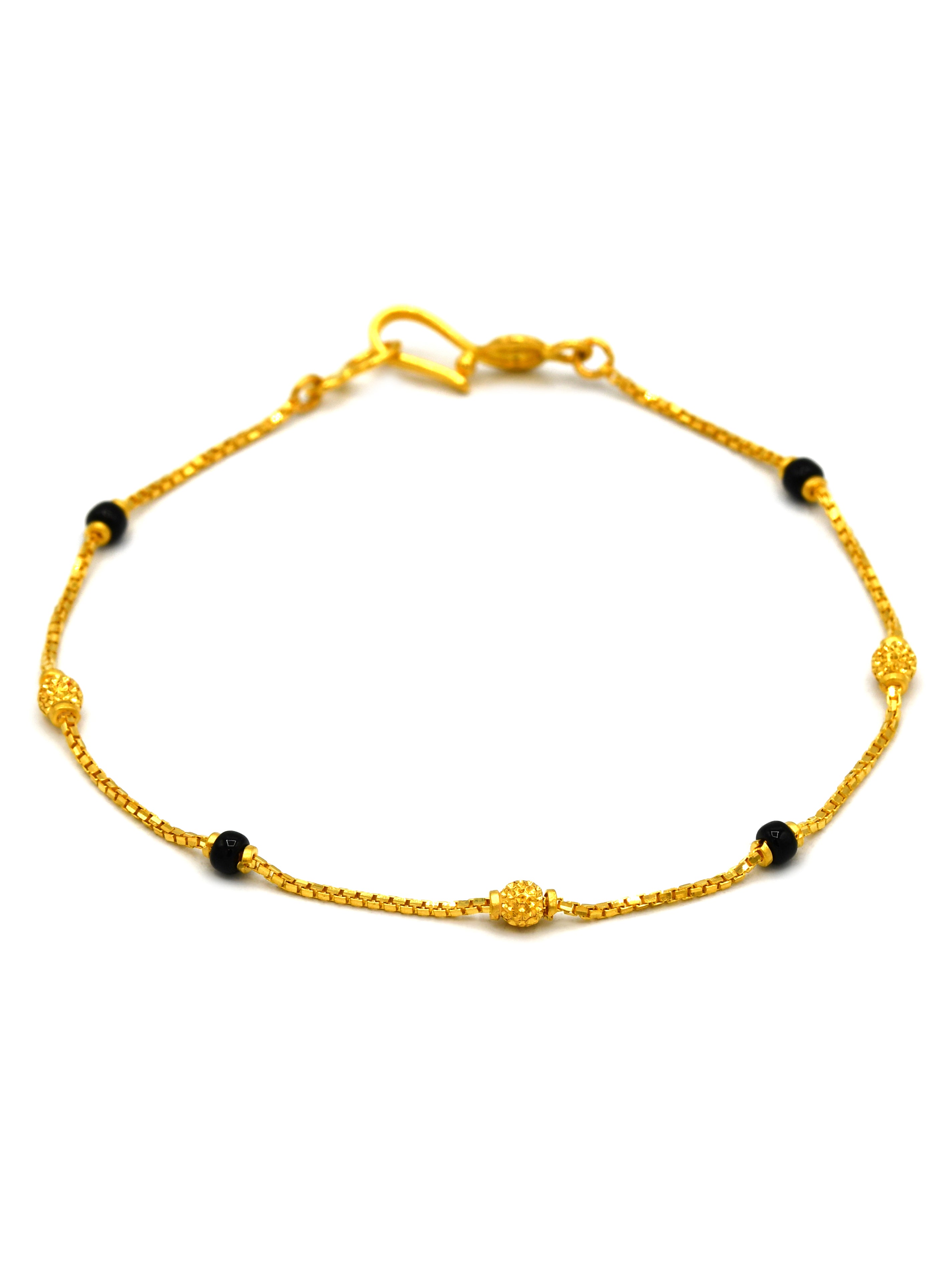 22Ct Gold Black Beads Ladies Bracelet - Roop Darshan