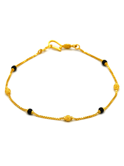 22Ct Gold Black Beads Ladies Bracelet - Roop Darshan