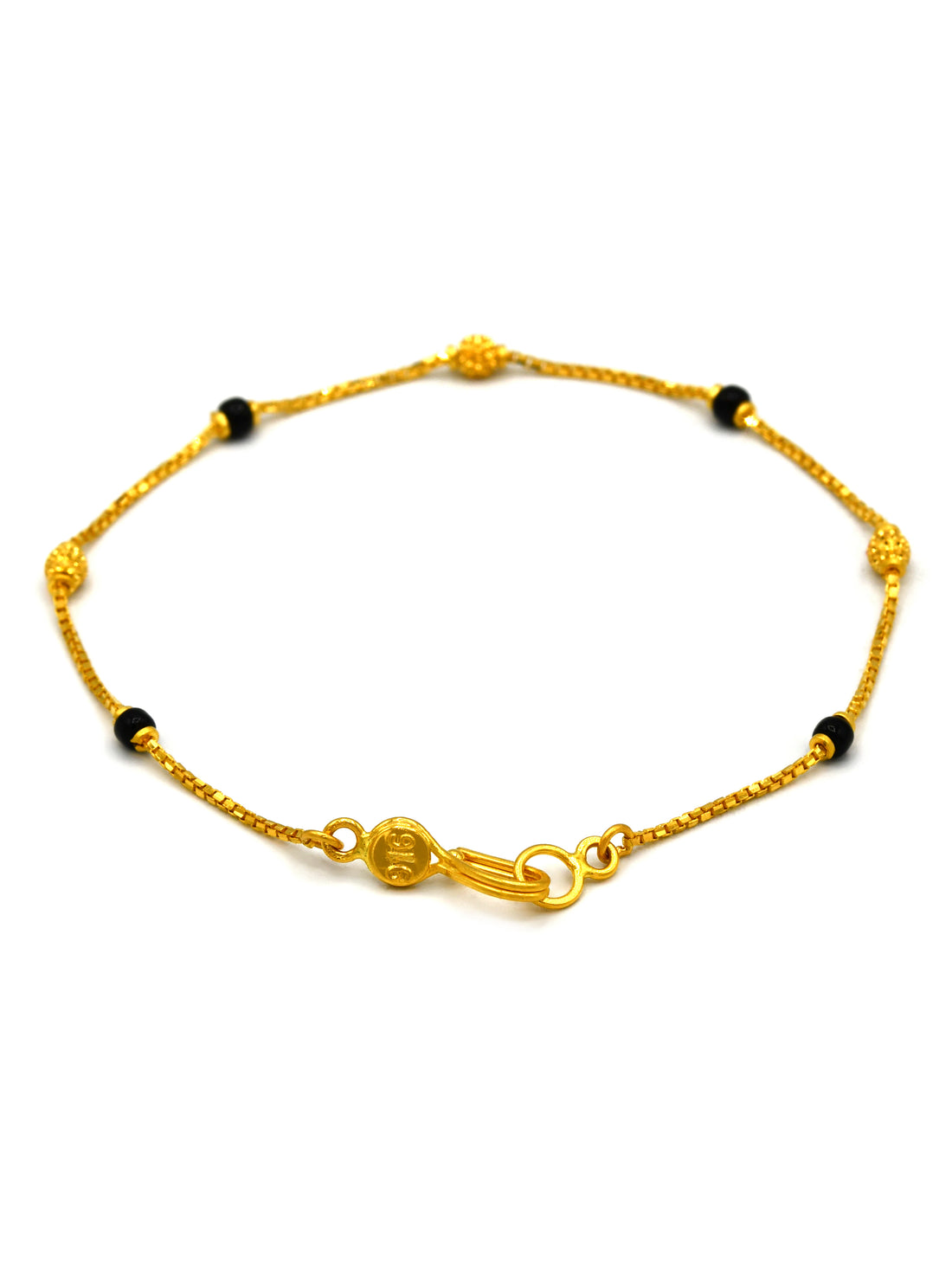 22Ct Gold Black Beads Ladies Bracelet - Roop Darshan