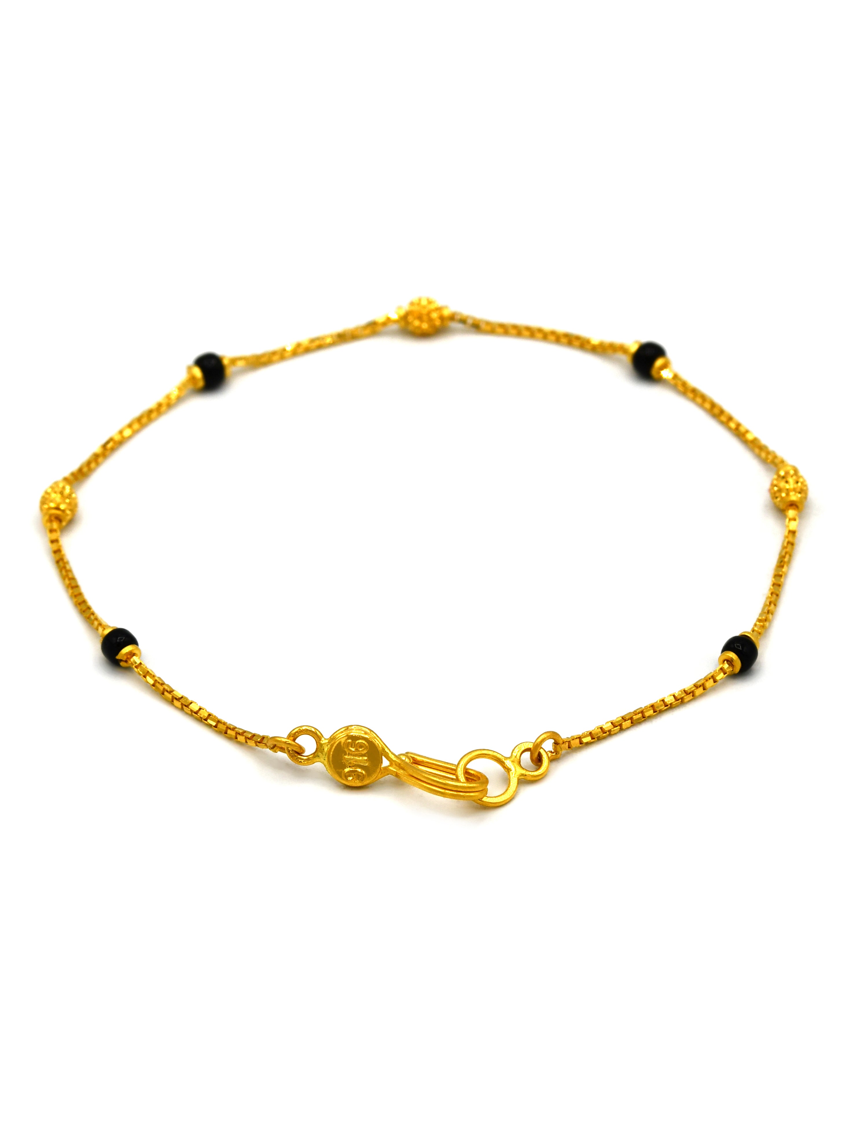 22Ct Gold Black Beads Ladies Bracelet - Roop Darshan