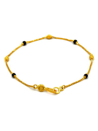 22Ct Gold Black Beads Ladies Bracelet - Roop Darshan