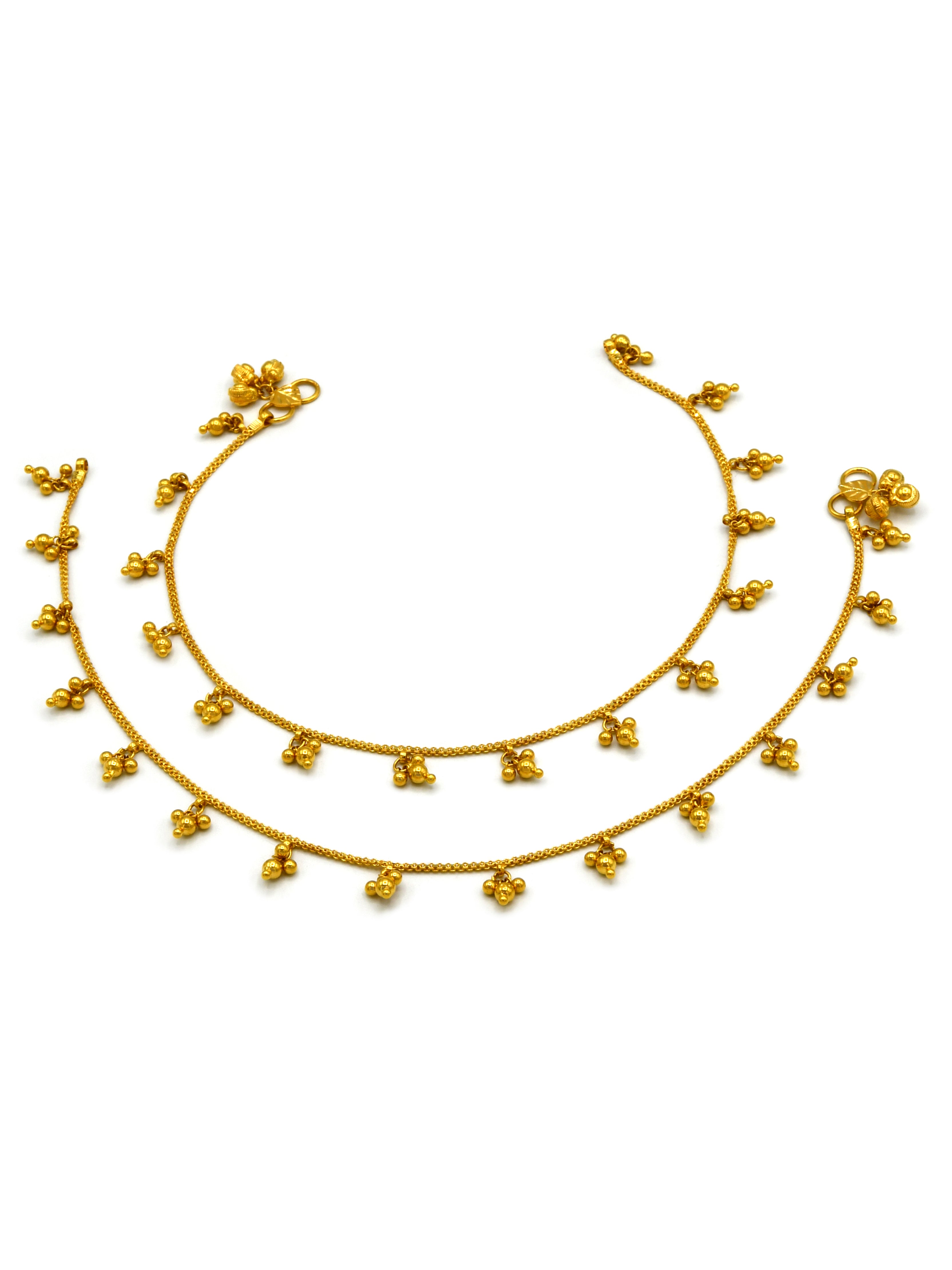 22ct Gold Pair Ladies Anklets - Roop Darshan