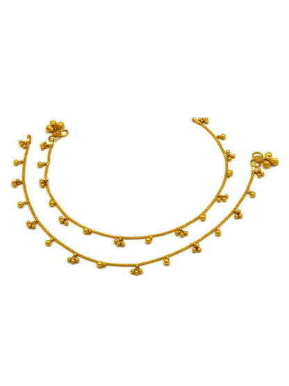 22ct Gold Pair Ladies Anklets - Roop Darshan