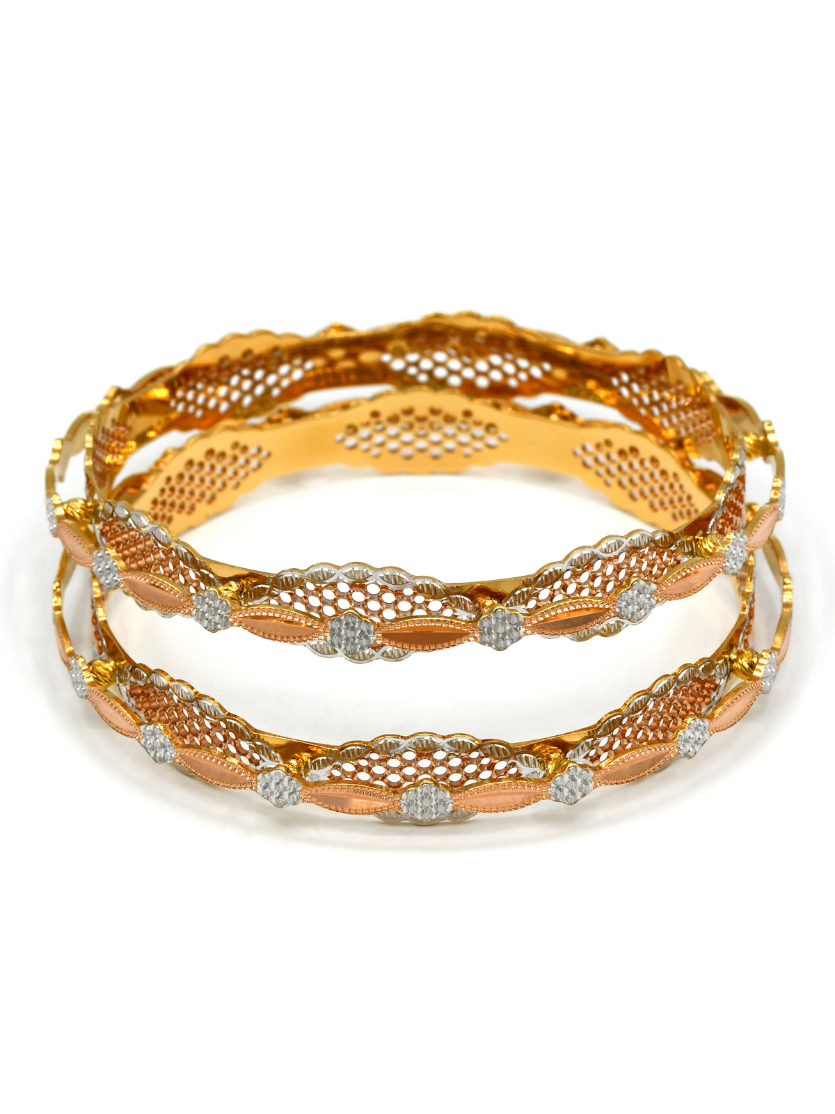 Rose Roop Design 22Ct Rose Gold Two Tone 2 Piece Bangle – Roop Darshan