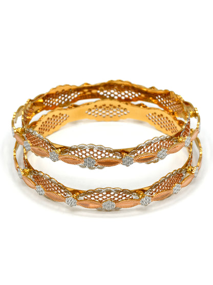 22Ct Rose Gold Two Tone 2 Piece Bangle - Roop Darshan