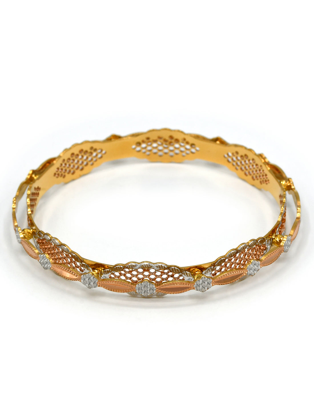 22Ct Rose Gold Two Tone 2 Piece Bangle - Roop Darshan