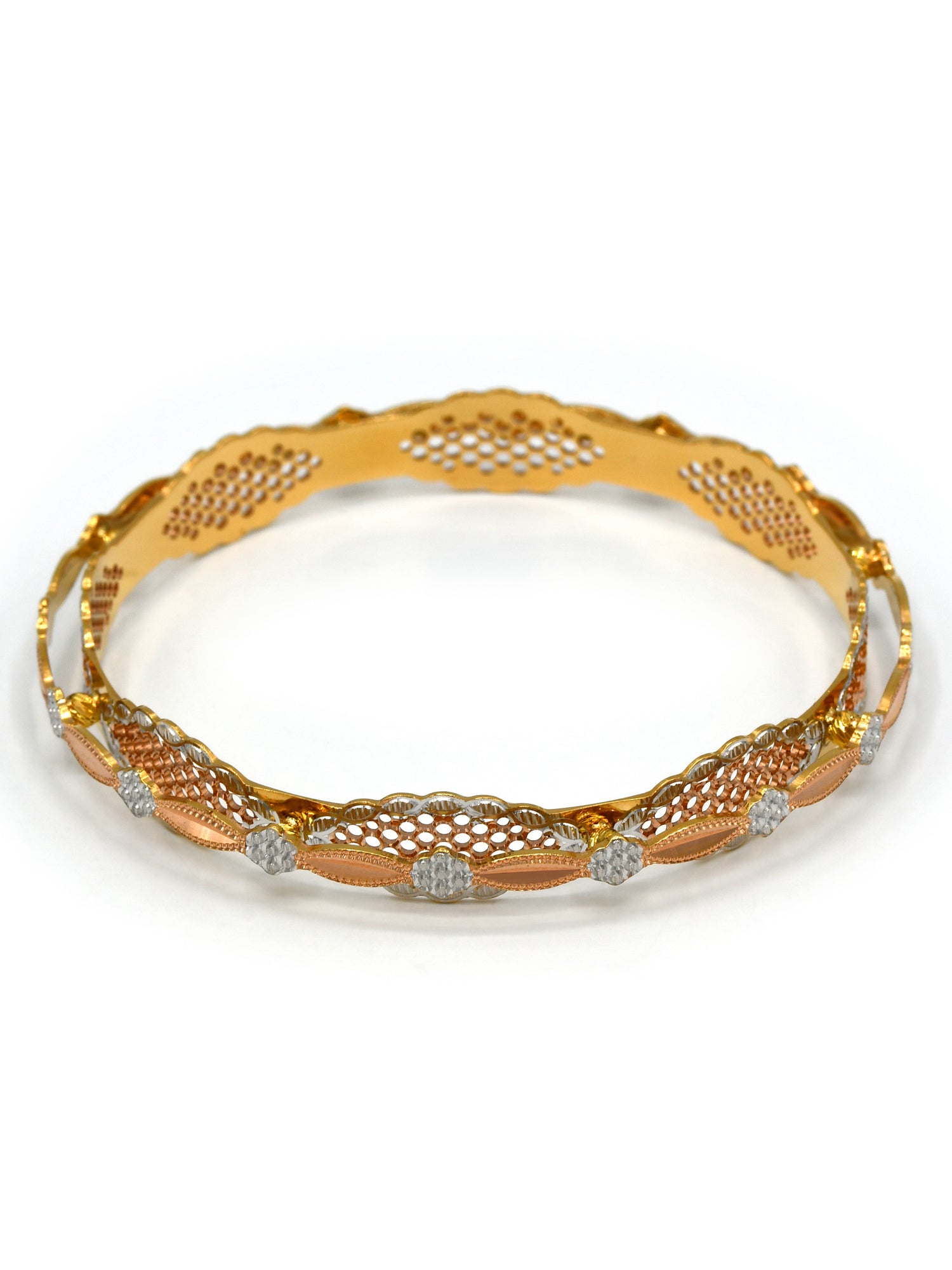 22Ct Rose Gold Two Tone 2 Piece Bangle - Roop Darshan