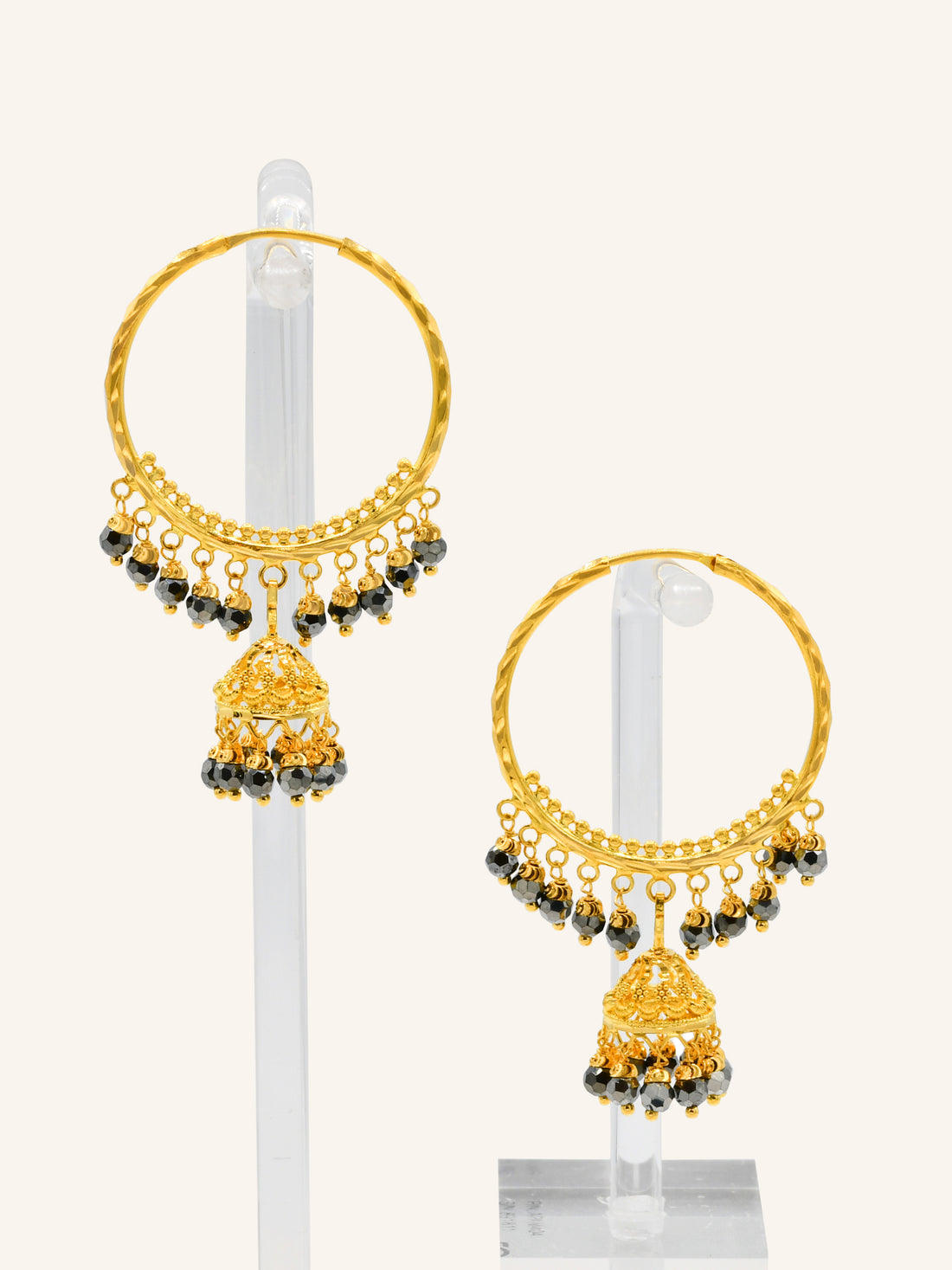 22ct Gold Crystal Jhumki Balis