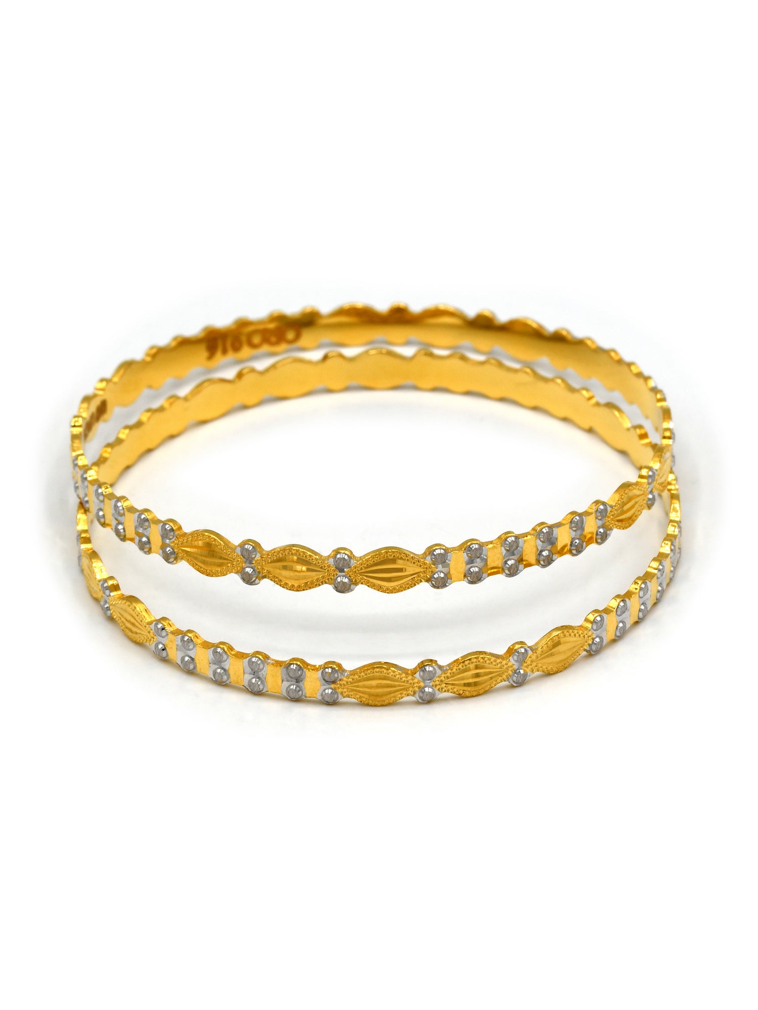 22Ct Gold Two Tone 2 Piece Bangle - Roop Darshan