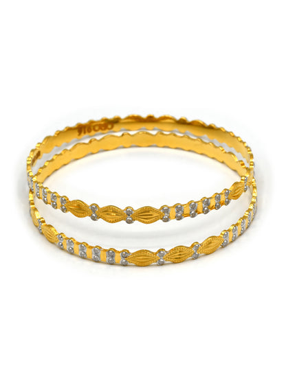 22Ct Gold Two Tone 2 Piece Bangle - Roop Darshan