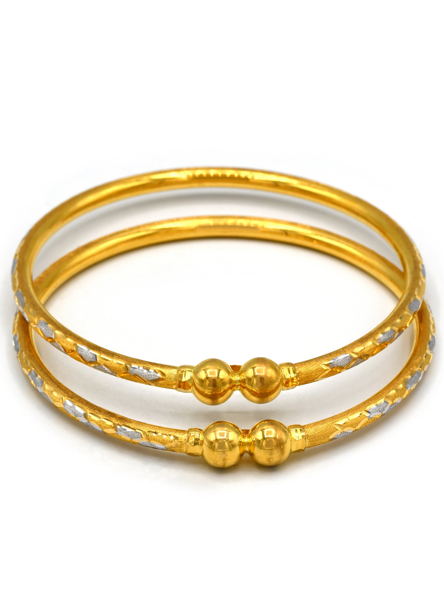 22ct Gold Two Tone 2 Piece Bangle - Roop Darshan