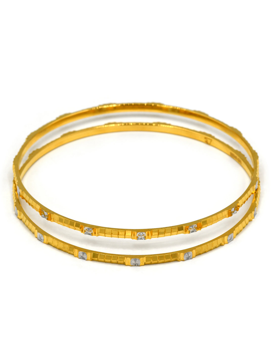 22ct Gold Two Tone 2 Piece Bangle - Roop Darshan