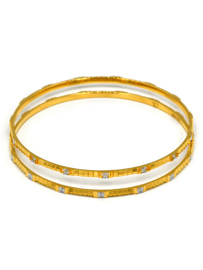 22ct Gold Two Tone 2 Piece Bangle - Roop Darshan