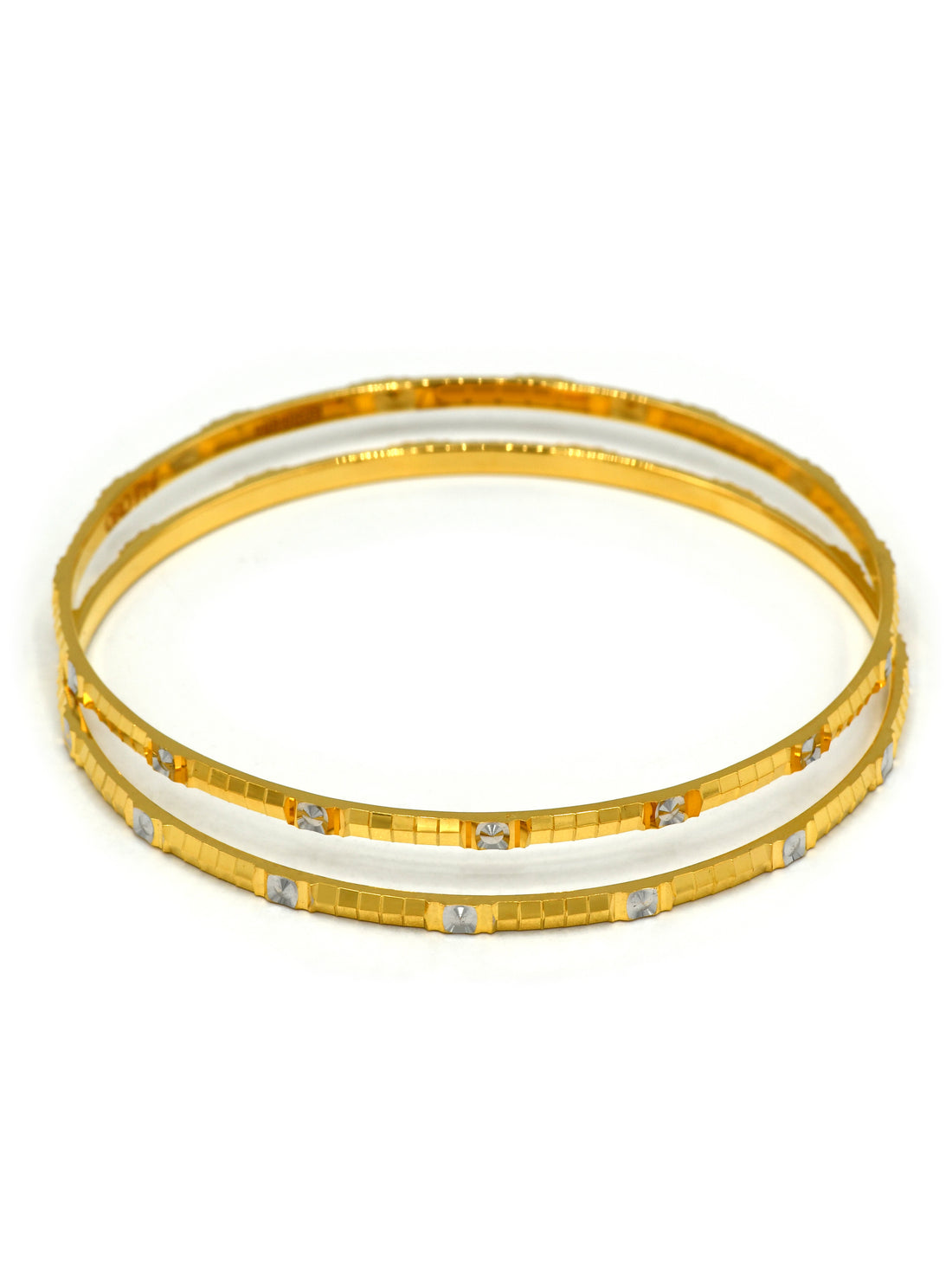 22ct Gold Two Tone 2 Piece Bangle - Roop Darshan