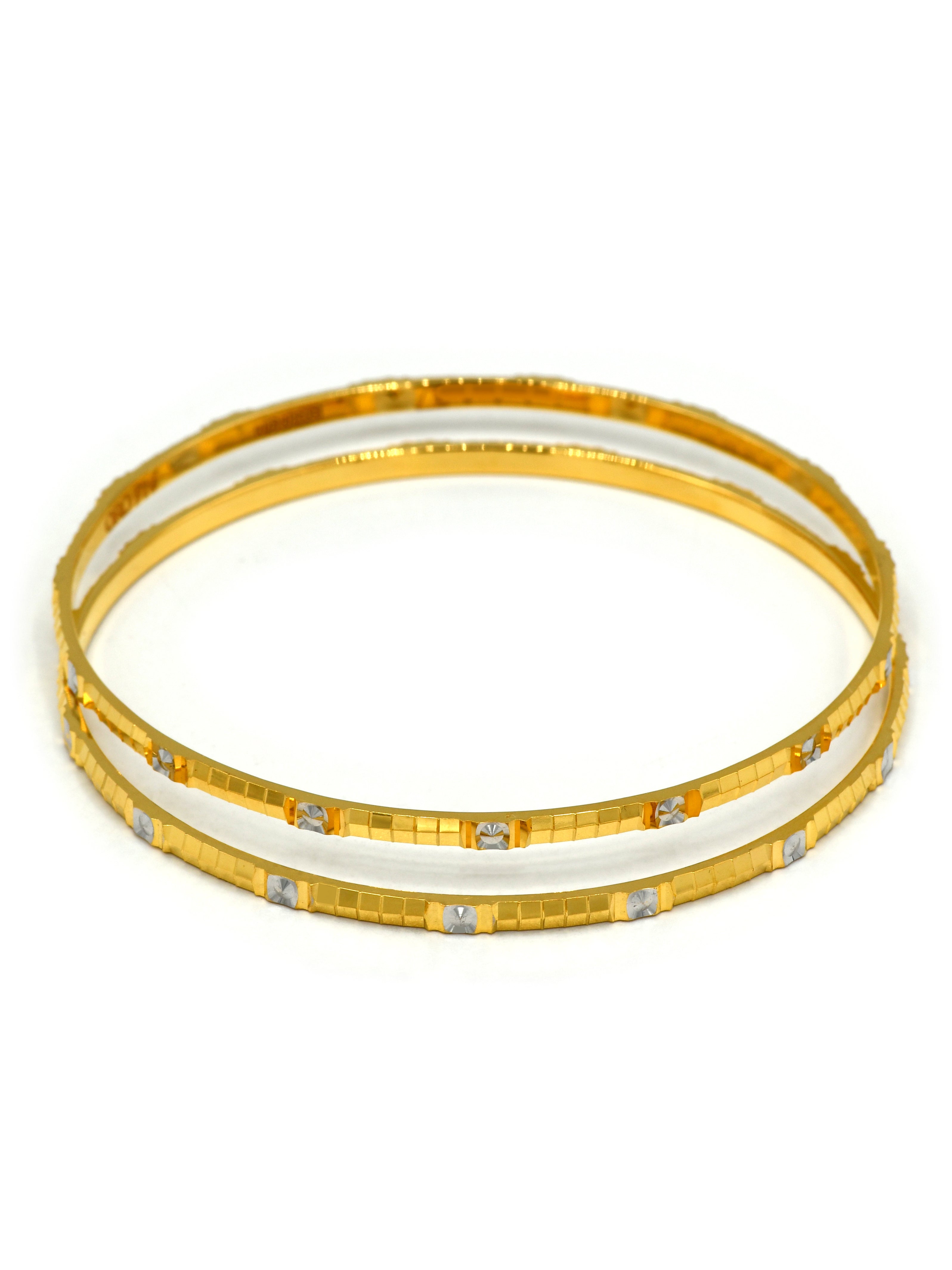 22ct Gold Two Tone 2 Piece Bangle - Roop Darshan