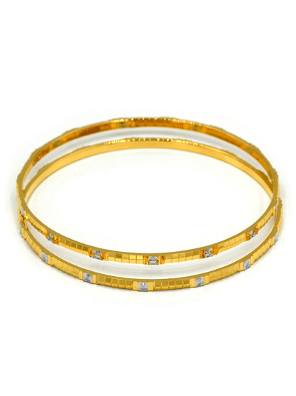 22ct Gold Two Tone 2 Piece Bangle - Roop Darshan