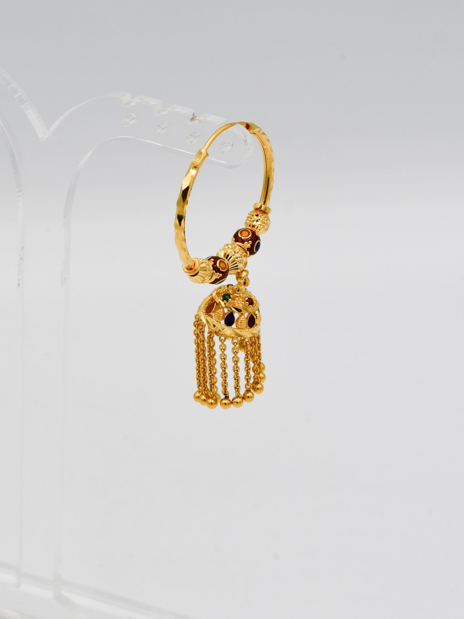 22ct Gold Minakari Ball Jhumki Bali - Roop Darshan