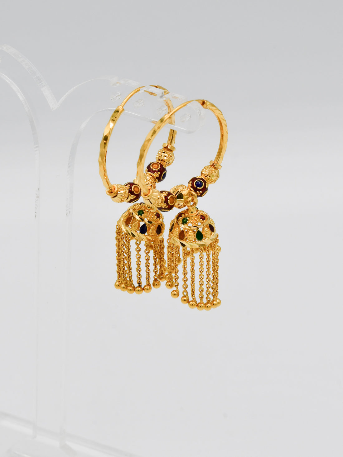 22ct Gold Minakari Ball Jhumki Bali - Roop Darshan