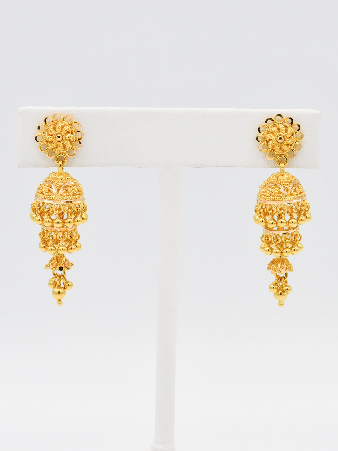 22ct Gold 3 Layer Jhumki Earrings - Roop Darshan