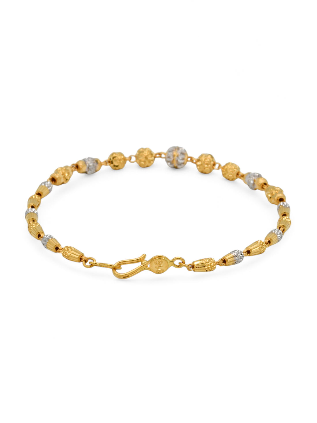 22ct Gold Two Tone Ball Ladies Bracelet