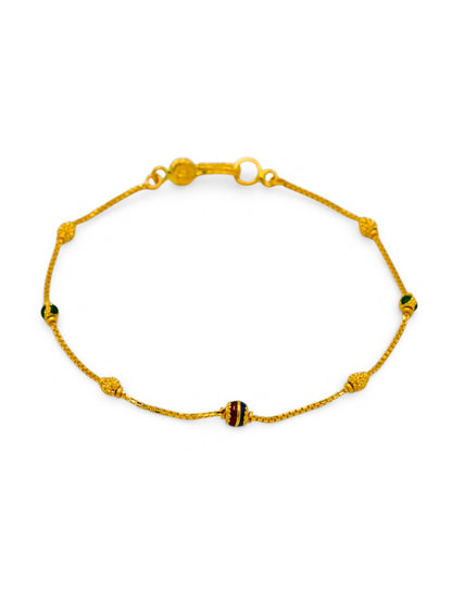 22ct Gold Minakari Ball Ladies Bracelet - Roop Darshan