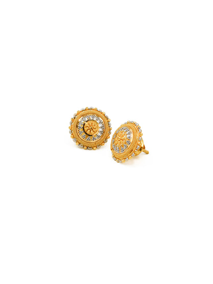 22ct Gold Two Tone Stud Earrings - Roop Darshan