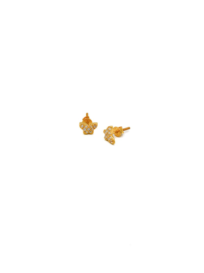 22ct Gold CZ Butterfly Stud Earrings - Roop Darshan
