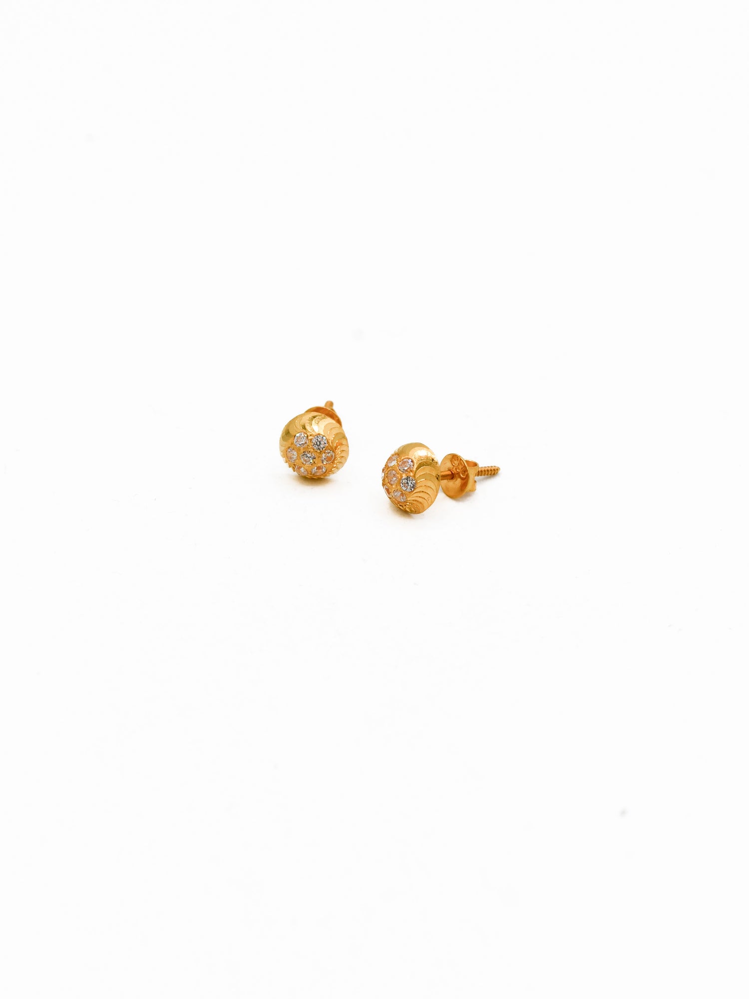 22ct Gold CZ Ball Stud Earrings - Roop Darshan
